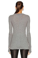 Enza Costa Cashmere Long Sleeve Cuffed Henley Top in Smoke, view 3, click to view large image.