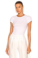 Enza Costa Soft Cotton Cap Sleeve Crew Top in White, view 1, click to view large image.