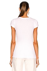 Enza Costa Soft Cotton Cap Sleeve Crew Top in White, view 3, click to view large image.