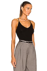 Enza Costa Stretch Silk Knit V Racer Tank in Black, view 2, click to view large image.