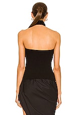 Enza Costa Puckered Knit Twist Halter Top in Black, view 3, click to view large image.