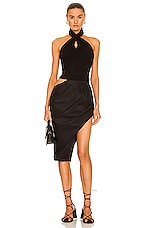 Enza Costa Puckered Knit Twist Halter Top in Black, view 4, click to view large image.