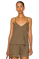 Enza Costa Linen Camisole in Dark Sage, view 1, click to view large image.