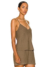 Enza Costa Linen Camisole in Dark Sage, view 2, click to view large image.