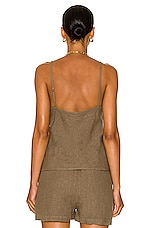 Enza Costa Linen Camisole in Dark Sage, view 3, click to view large image.