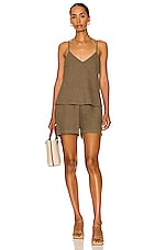 Enza Costa Linen Camisole in Dark Sage, view 4, click to view large image.