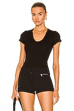 Enza Costa Supima Cotton Cap Sleeve Top in Black, view 1, click to view large image.
