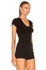 Enza Costa Supima Cotton Cap Sleeve Top in Black, view 2, click to view large image.