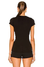 Enza Costa Supima Cotton Cap Sleeve Top in Black, view 3, click to view large image.