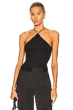Enza Costa Stretch Silk Knit Halter Tank in Black, view 1, click to view large image.