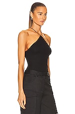 Enza Costa Stretch Silk Knit Halter Tank in Black, view 2, click to view large image.