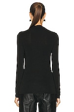 Enza Costa Lurex Jersey Long Sleeve Slash Top in Black, view 3, click to view large image.
