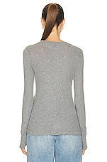 Enza Costa Cashmere Easy Cuffed U Neck Top in Smoke, view 3, click to view large image.