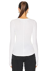 Enza Costa Rib Long Sleeve Baseball Henley Top in Cloud, view 3, click to view large image.