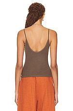 Enza Costa Stretch Silk Knit Rib Essential Tank Top in Mushroom, view 3, click to view large image.