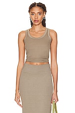 Enza Costa Silk Rib Bold Tank Top in Olive Oil, view 1, click to view large image.
