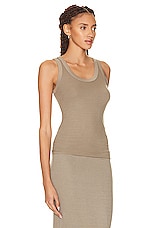 Enza Costa Silk Rib Bold Tank Top in Olive Oil, view 2, click to view large image.