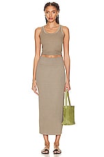 Enza Costa Silk Rib Bold Tank Top in Olive Oil, view 4, click to view large image.