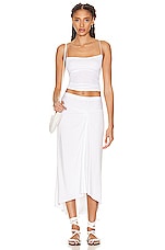 Enza Costa Supima Cotton Essential Strappy Tank in White, view 4, click to view large image.