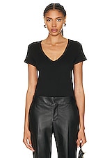 Enza Costa Perfect V Top in Black, view 1, click to view large image.