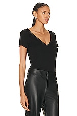Enza Costa Perfect V Top in Black, view 2, click to view large image.
