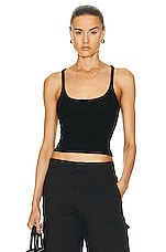 Enza Costa Silk Knit U Tank Top in Black, view 1, click to view large image.