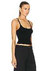Enza Costa Silk Knit U Tank Top in Black, view 2, click to view large image.