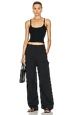 Enza Costa Silk Knit U Tank Top in Black, view 4, click to view large image.