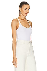 Enza Costa Silk Knit U Tank Top in White, view 2, click to view large image.