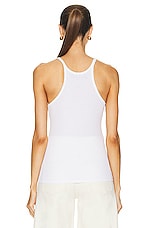 Enza Costa Silk Knit U Tank Top in White, view 3, click to view large image.