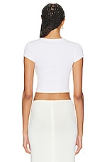 Enza Costa Silk Knit Cropped Cap Sleeve T-shirt in White, view 3, click to view large image.