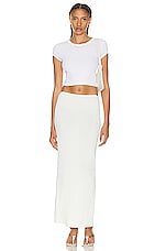 Enza Costa Silk Knit Cropped Cap Sleeve T-shirt in White, view 4, click to view large image.