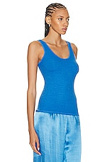 Enza Costa Stretch Silk Knit Tank Top in Pool Blue, view 2, click to view large image.