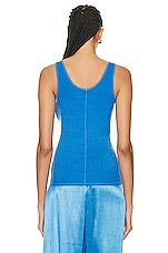 Enza Costa Stretch Silk Knit Tank Top in Pool Blue, view 3, click to view large image.