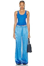 Enza Costa Stretch Silk Knit Tank Top in Pool Blue, view 4, click to view large image.