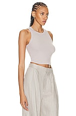 Enza Costa Stretch Silk Knit Cropped Bold Sheath Tank Top in Quartz, view 2, click to view large image.