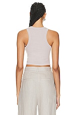 Enza Costa Stretch Silk Knit Cropped Bold Sheath Tank Top in Quartz, view 3, click to view large image.