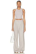 Enza Costa Stretch Silk Knit Cropped Bold Sheath Tank Top in Quartz, view 4, click to view large image.
