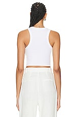 Enza Costa Stretch Silk Knit Cropped Bold Sheath Tank Top in White, view 3, click to view large image.