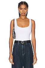 Enza Costa for FWRD Luxe Knit Tank Bodysuit in White, view 1, click to view large image.