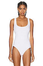 Enza Costa for FWRD Luxe Knit Tank Bodysuit in White, view 2, click to view large image.