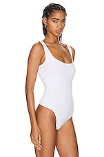 Enza Costa for FWRD Luxe Knit Tank Bodysuit in White, view 3, click to view large image.