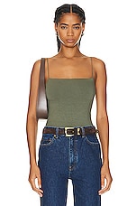Enza Costa for FWRD Luxe Knit Essential Tank Bodysuit in Military, view 1, click to view large image.