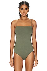 Enza Costa for FWRD Luxe Knit Essential Tank Bodysuit in Military, view 2, click to view large image.