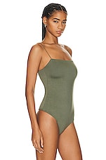 Enza Costa for FWRD Luxe Knit Essential Tank Bodysuit in Military, view 3, click to view large image.