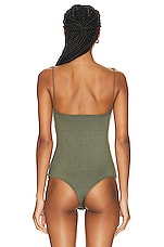 Enza Costa for FWRD Luxe Knit Essential Tank Bodysuit in Military, view 4, click to view large image.