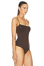 Enza Costa for FWRD Luxe Knit Strappy Bodysuit in Espresso, view 3, click to view large image.