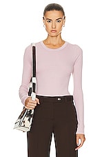Enza Costa Silk Knit Long Sleeve Crewneck Top in Pink Clay, view 1, click to view large image.