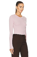 Enza Costa Silk Knit Long Sleeve Crewneck Top in Pink Clay, view 2, click to view large image.