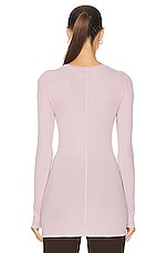 Enza Costa Silk Knit Long Sleeve Crewneck Top in Pink Clay, view 3, click to view large image.
